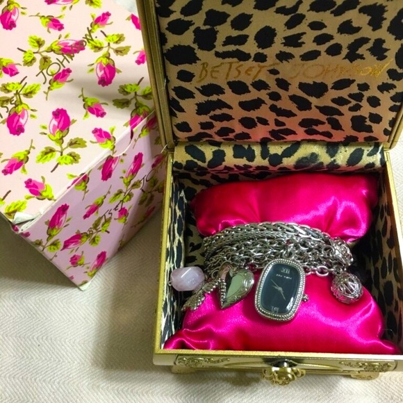 ?NEW?Betsey Johnson stone metal watch